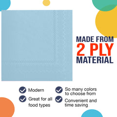 Light Blue Beverage Napkins | 3600 Pack