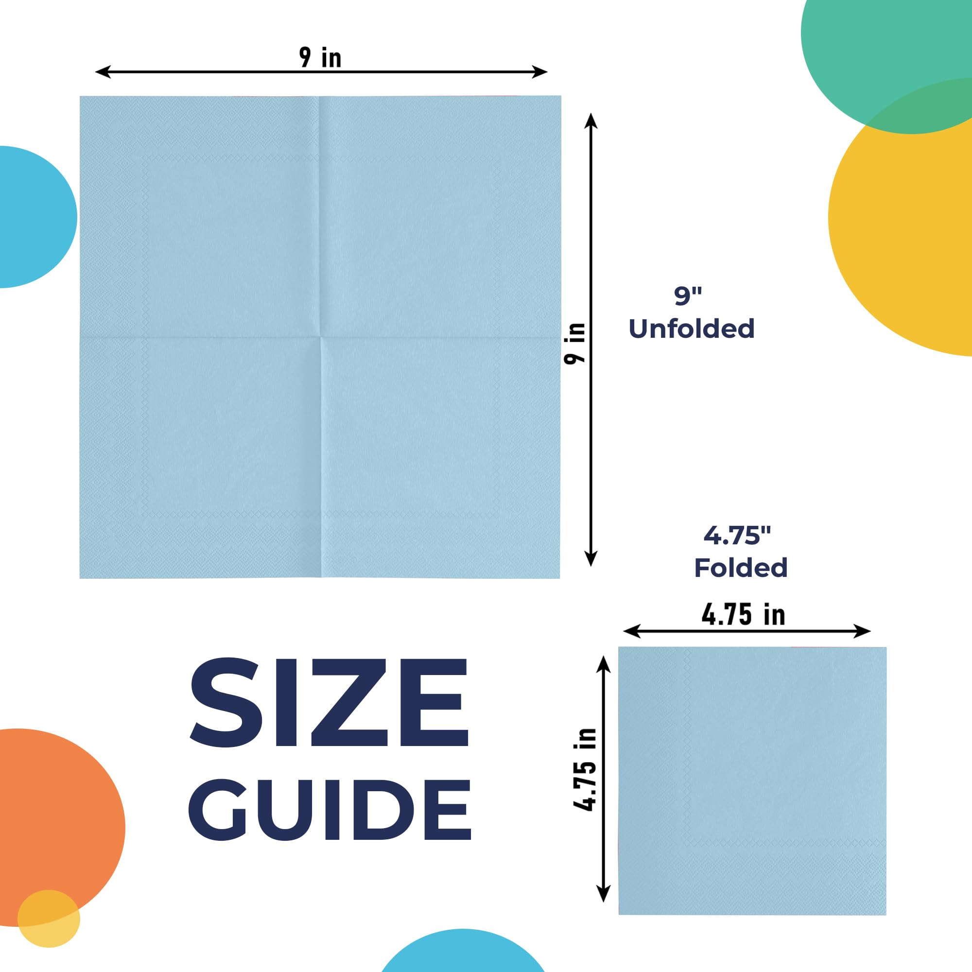 Light Blue Beverage Napkins | 3600 Pack