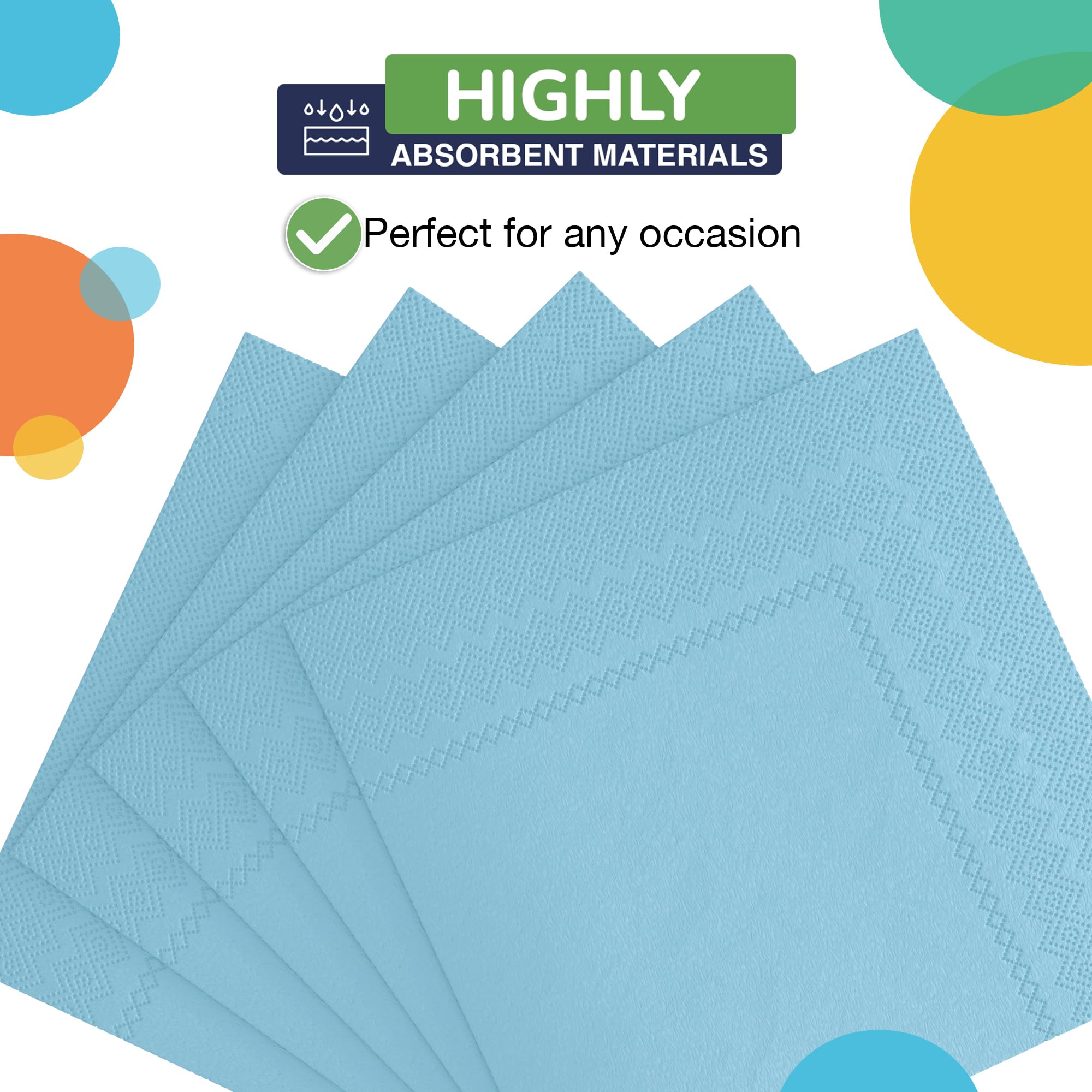 Light Blue Beverage Napkins | 3600 Pack