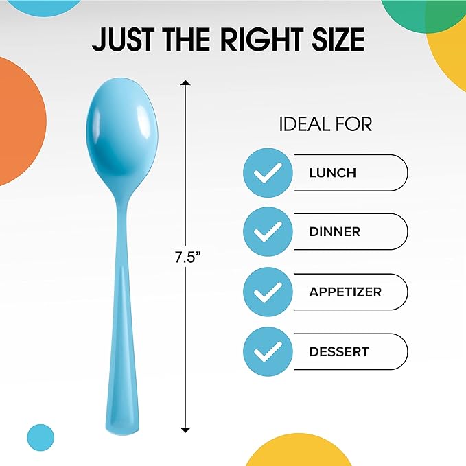 Heavy Duty Light Blue Plastic Spoons | 1200 Count