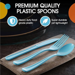 Heavy Duty Light Blue Plastic Spoons | 1200 Count