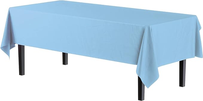 Light Blue Plastic Table Covers | 48 Count