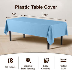 Premium Light Blue Plastic Table Covers | 96 Count