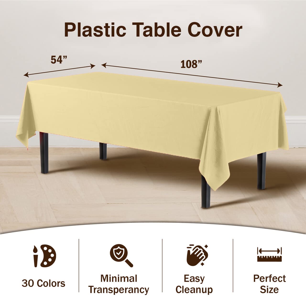 Light Yellow Plastic Table Covers | 48 Count