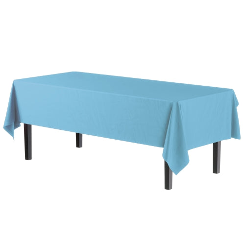 Premium Sky Blue Plastic Table Covers | 96 Count