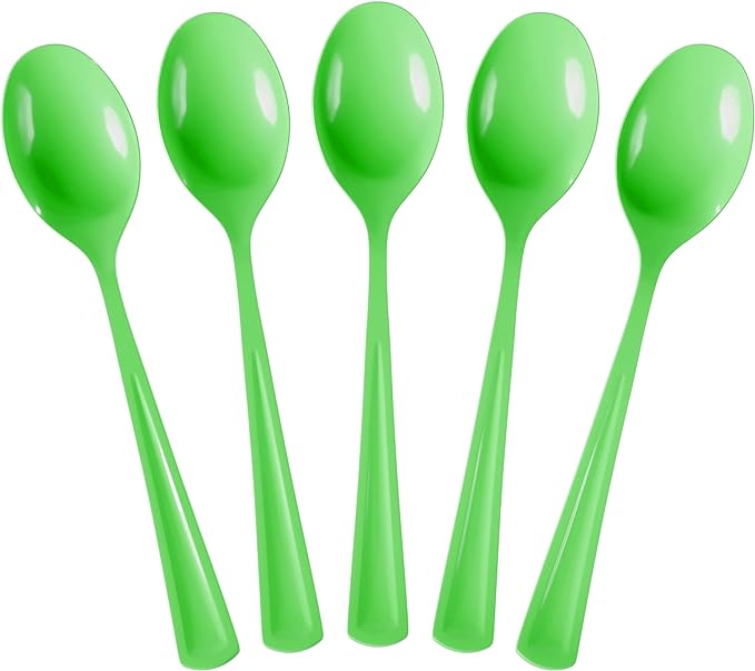 Heavy Duty Lime Green Plastic Spoons | 100 Count