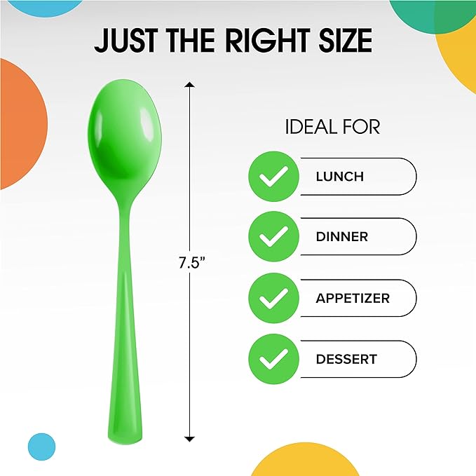 Heavy Duty Lime Green Plastic Spoons | 1200 Count