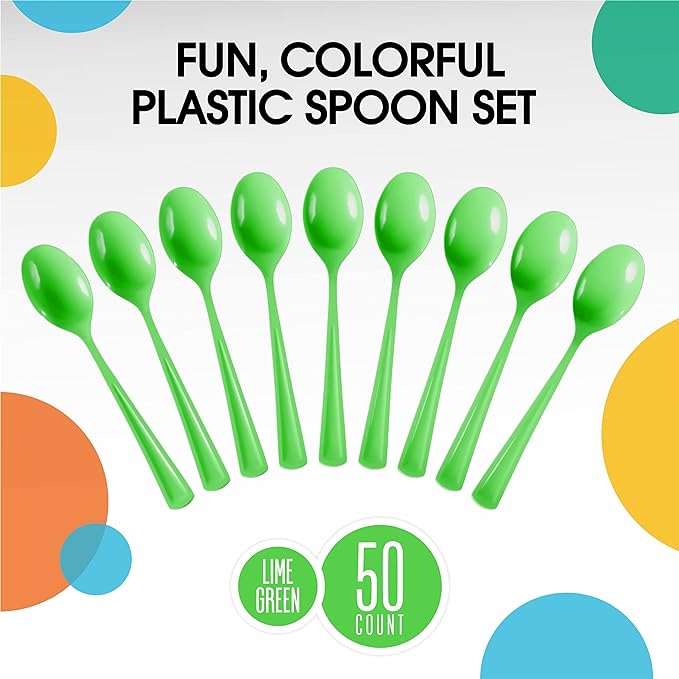 Heavy Duty Lime Green Plastic Spoons | 1200 Count