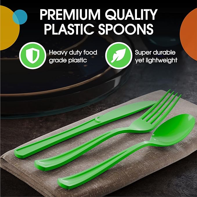 Heavy Duty Lime Green Plastic Spoons | 1200 Count