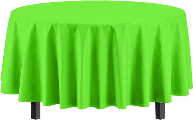 Premium Round Lime Green Plastic Table Covers | 96 Count