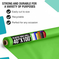 40 In. x 100 Ft. Premium Lime Green Plastic Table Roll | 6 Pack