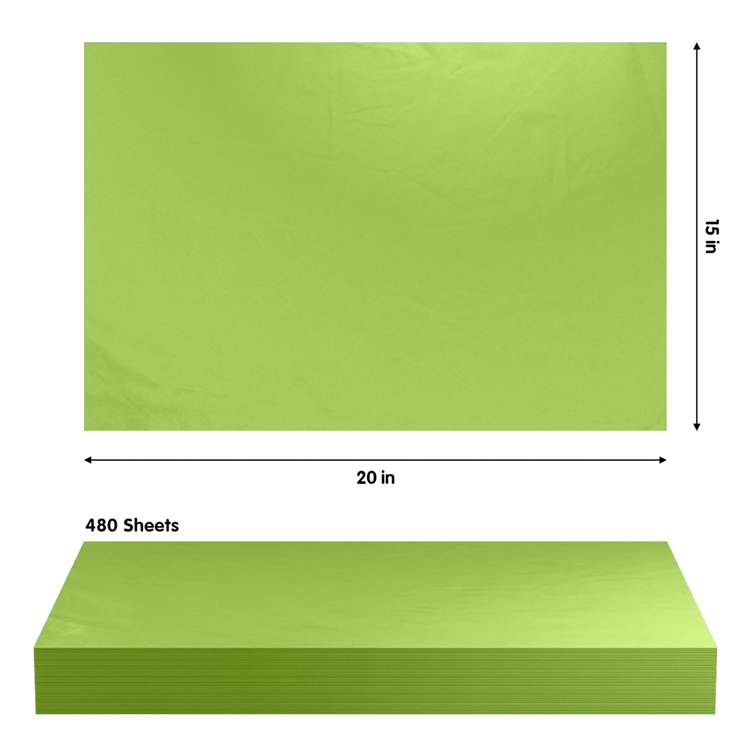 15 In. x 20 In. Lime Green Tissue Paper | 480 Sheets