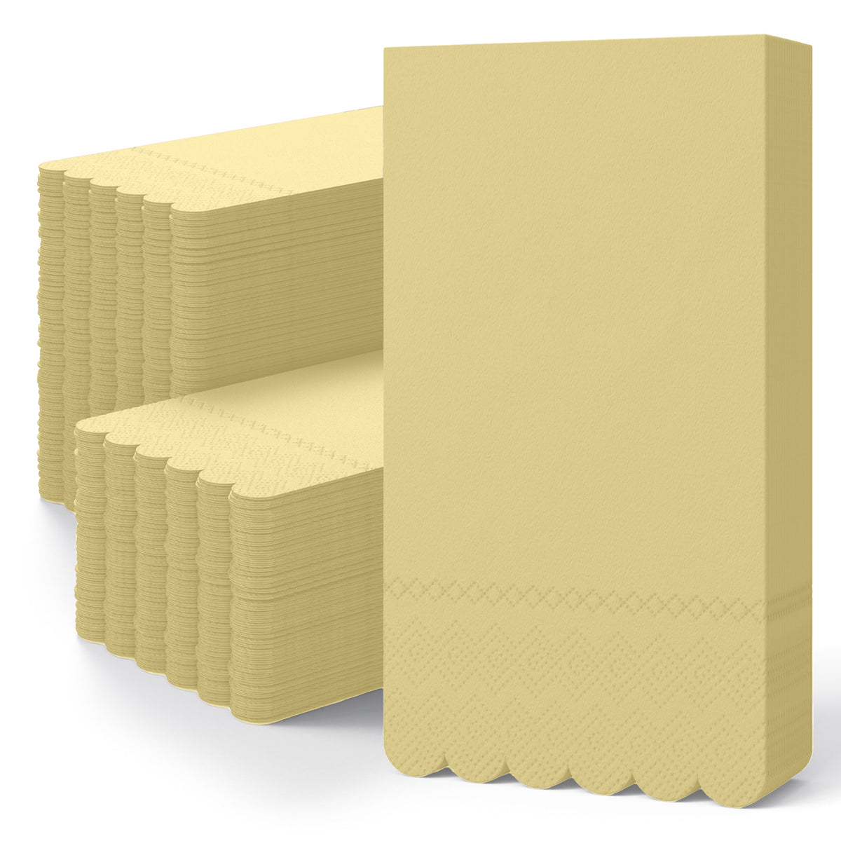 3 Ply Buttercup Yellow Scalloped Dinner Napkins | 800 Count