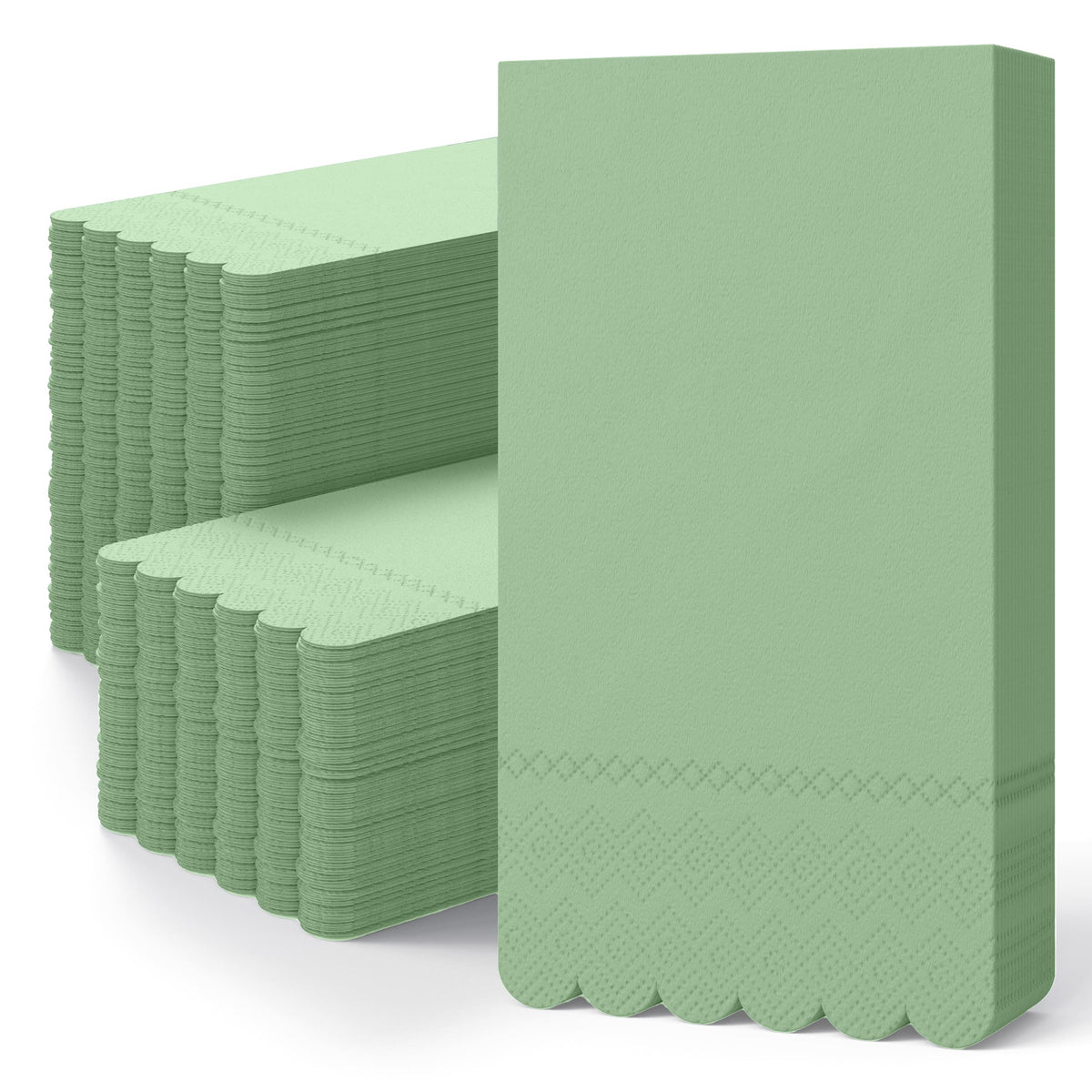 3 Ply Pistachio Green Scalloped Dinner Napkins | 800 Count