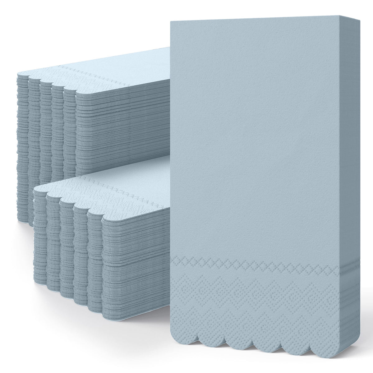 3 Ply Sky Blue Scalloped Dinner Napkins | 800 Count