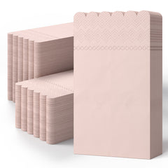 3 Ply Pink Peach Scalloped Dinner Napkins | 800 Count