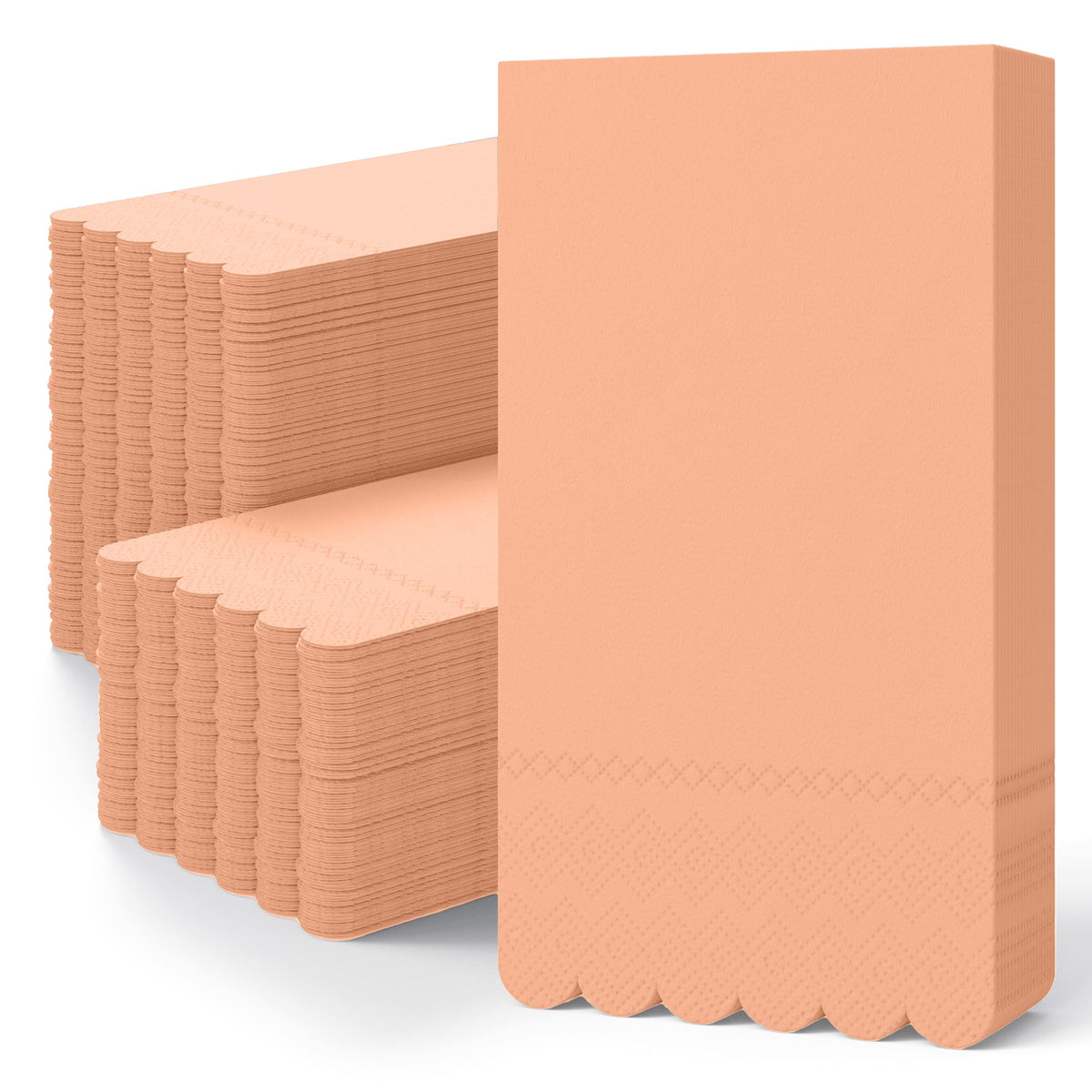 3 Ply Pink Peach Scalloped Dinner Napkins | 800 Count