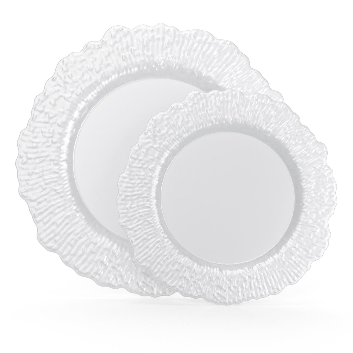 Pearl White Leaf Plate Combo | 30 10-inch + 30 7-inch