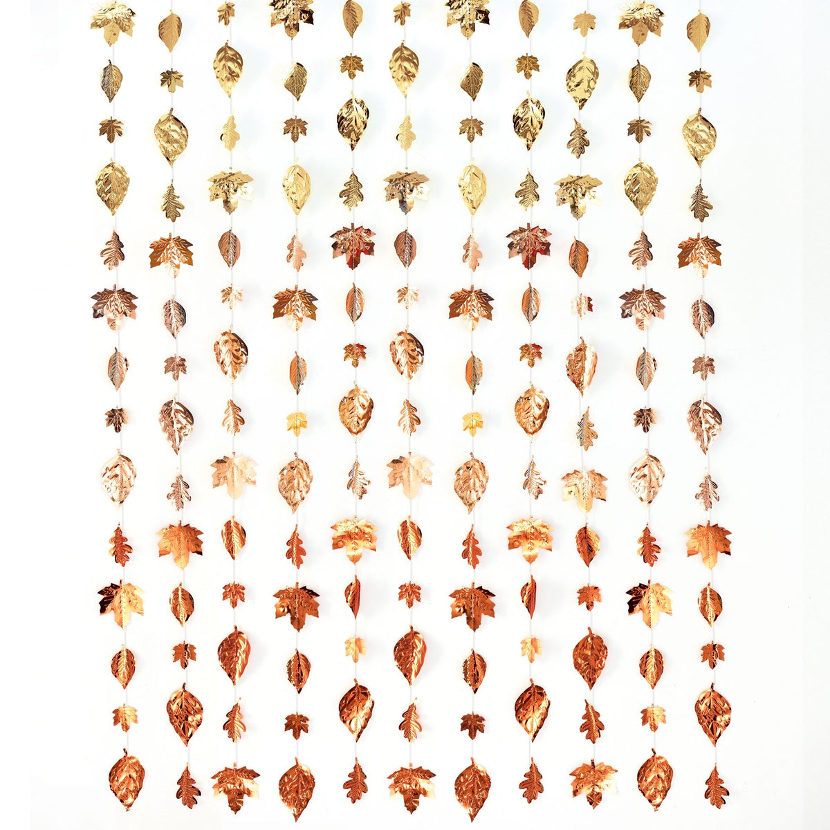 Metallic Leaves Hanging String Backdrop, Bronze/Gold - Pack of 3