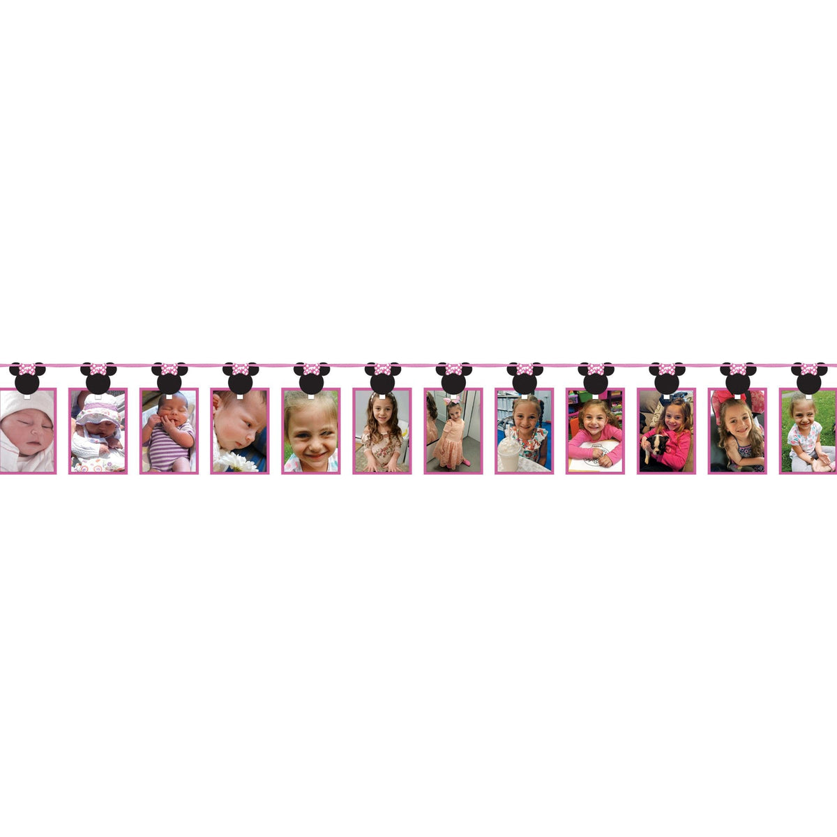 Disney Minnie Mouse Photo Garland, Pink, 12-foot, Customizable - Pack of 6