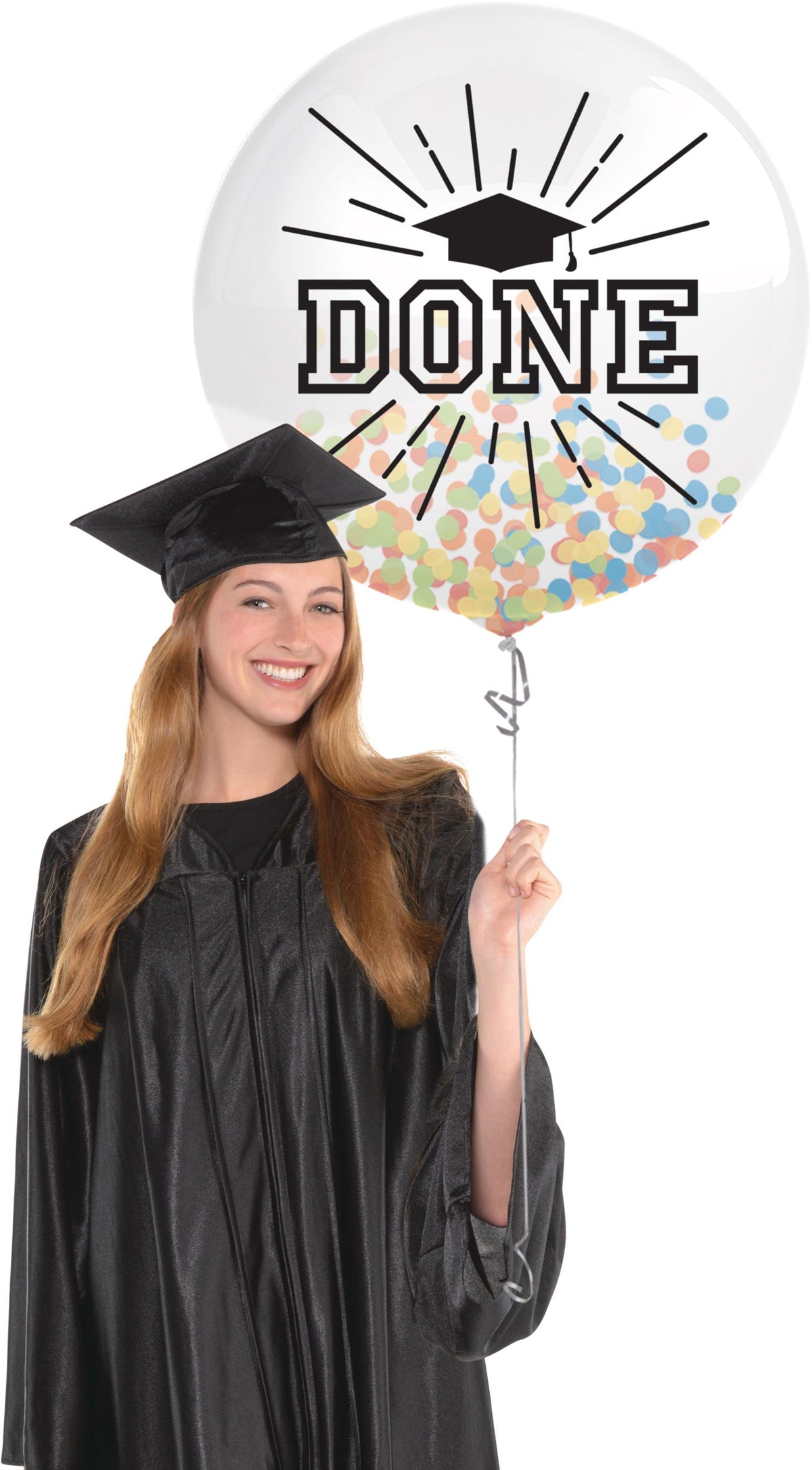 Done Confetti Latex Balloon, Multi-Colored, 24-inch, Graduation - Pack of 2