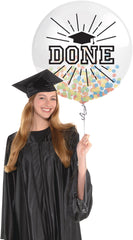 Done Confetti Latex Balloon, Multi-Colored, 24-inch, Graduation - Case of 48