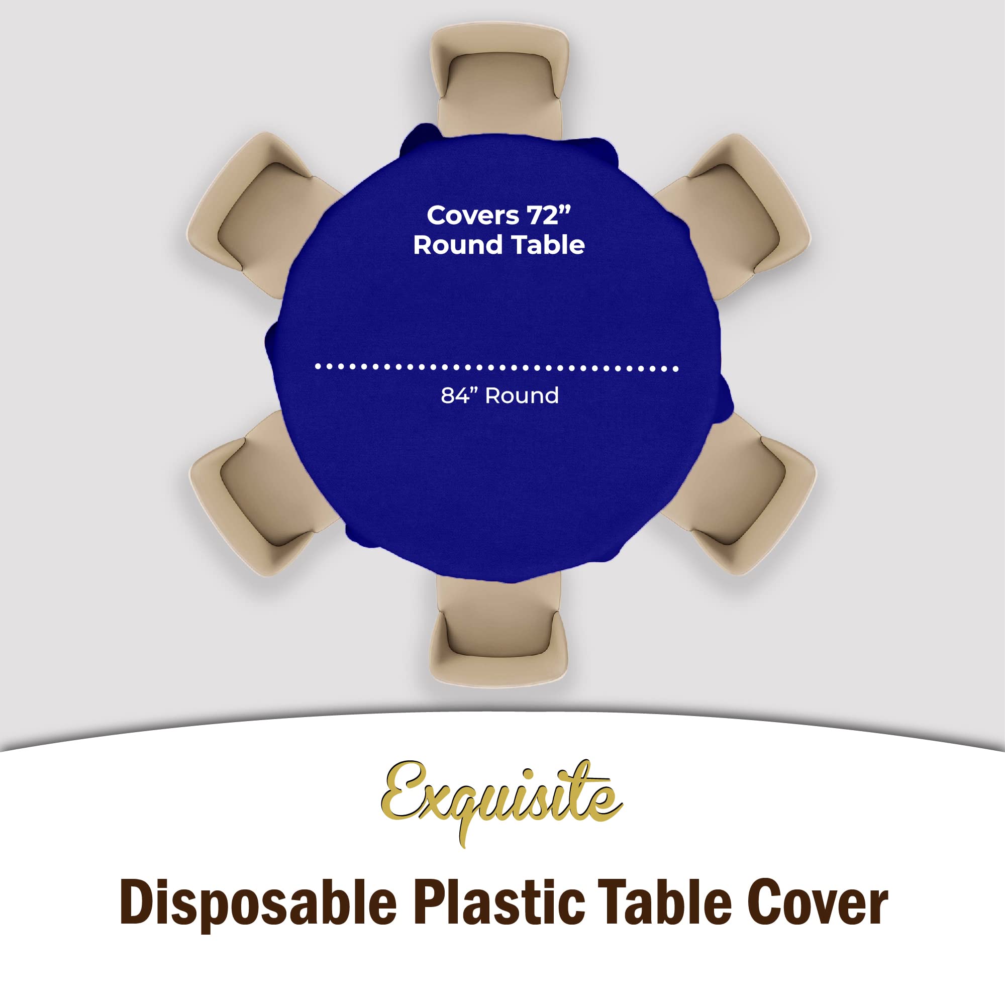 Navy Round Plastic Table Covers | 48 Count