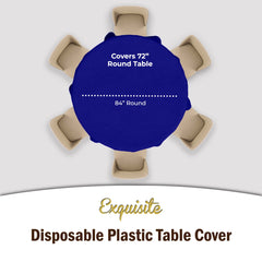 Premium Round Navy Plastic Table Covers | 96 Count