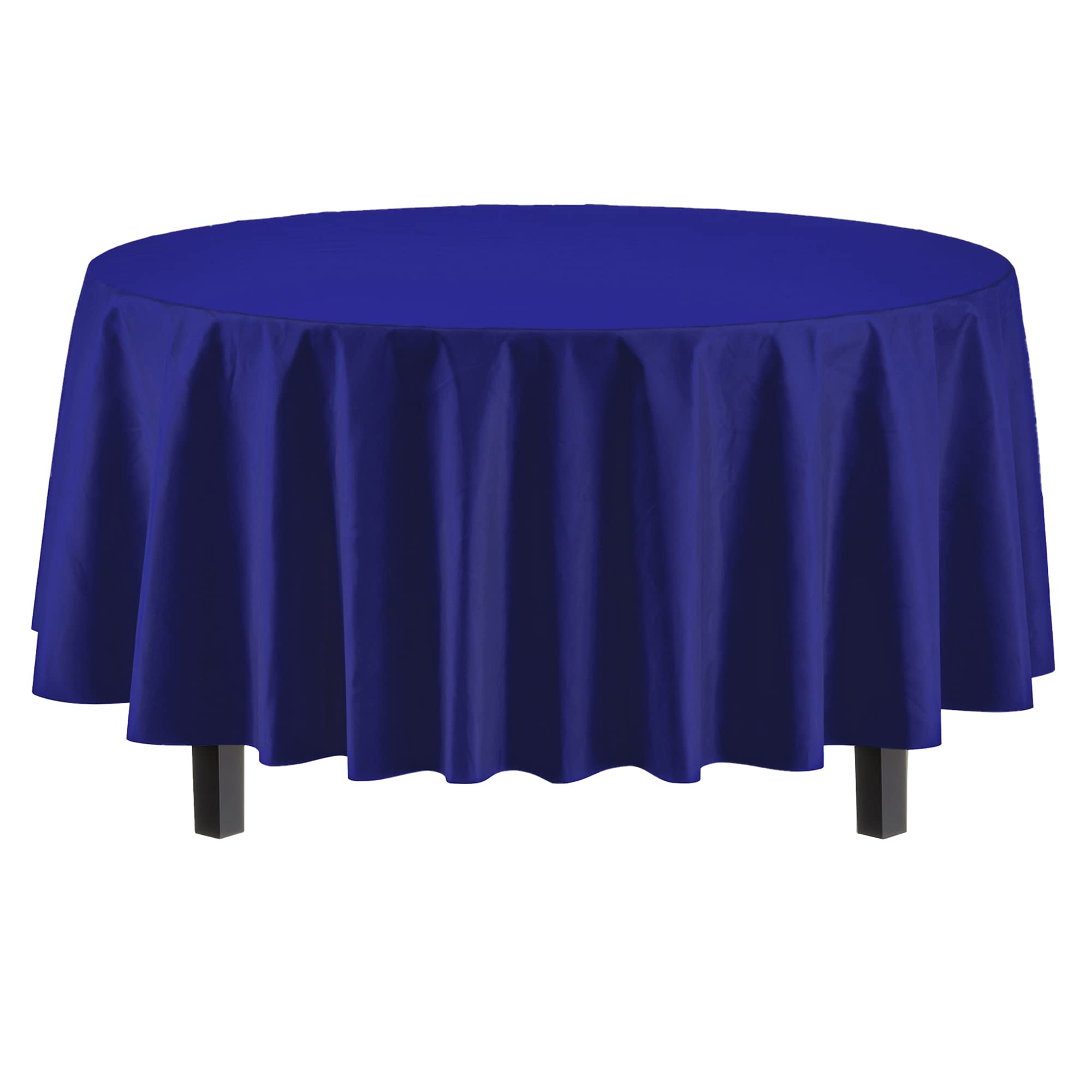 Navy Round Plastic Table Covers | 48 Count