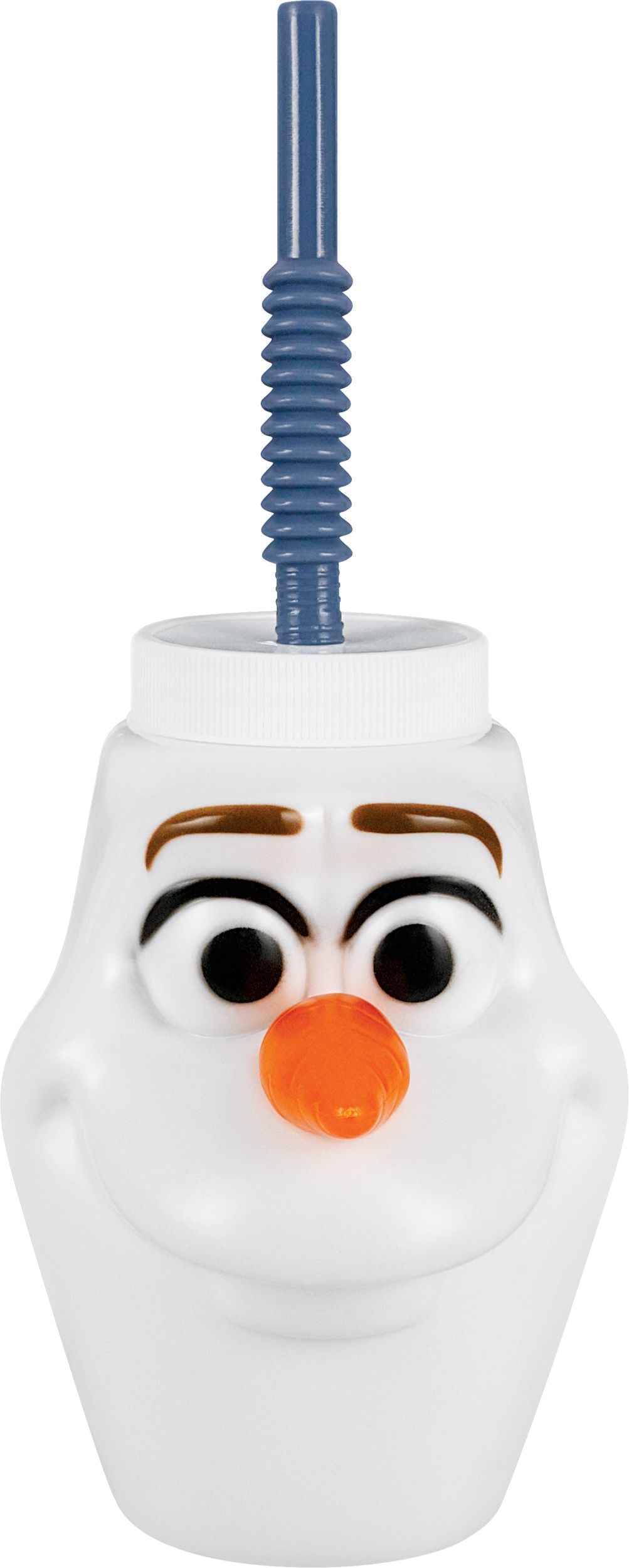 Disney Frozen Olaf Sippy Plastic Cup with Straw, 9 ounce, White/Blue - Case of 12