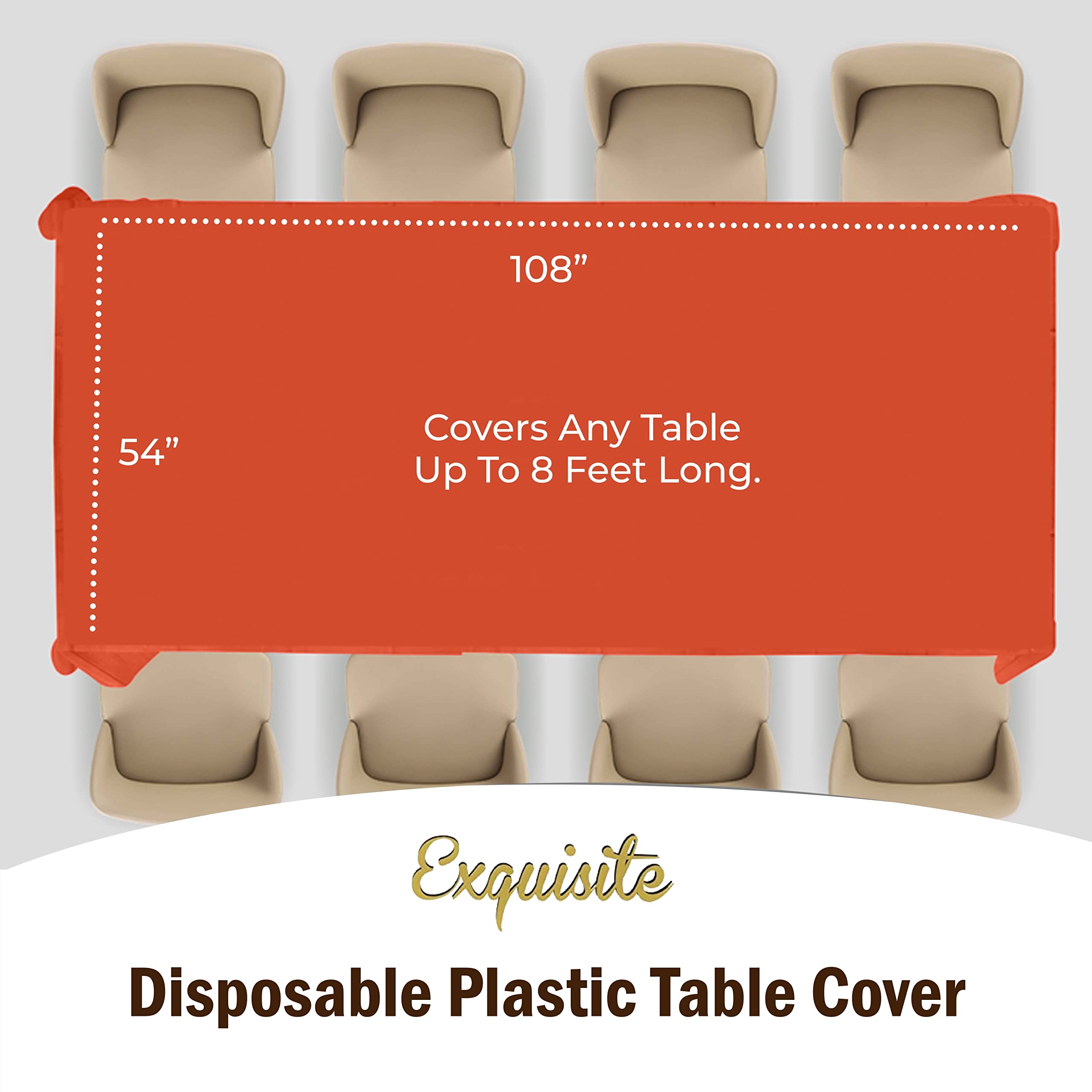 Orange Plastic Table Covers | 48 Count