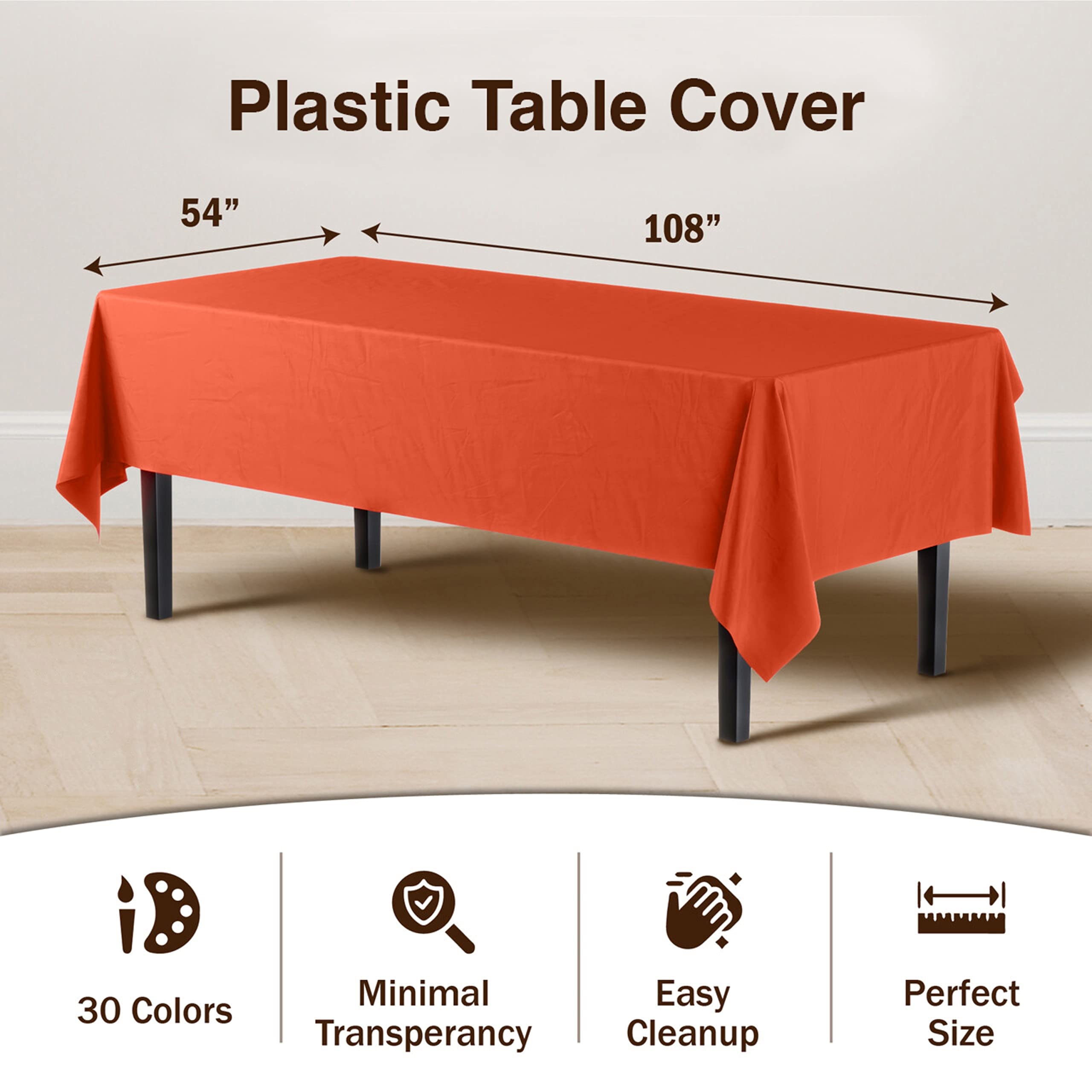 Orange Plastic Table Covers | 48 Count