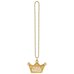 "Aged to Perfection" Beaded Necklace, Crown Pendant, Gold, One Size - Pack of 6