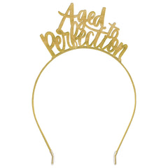 "Aged to Perfection" Metal Headband, Gold, One Size - Pack of 12