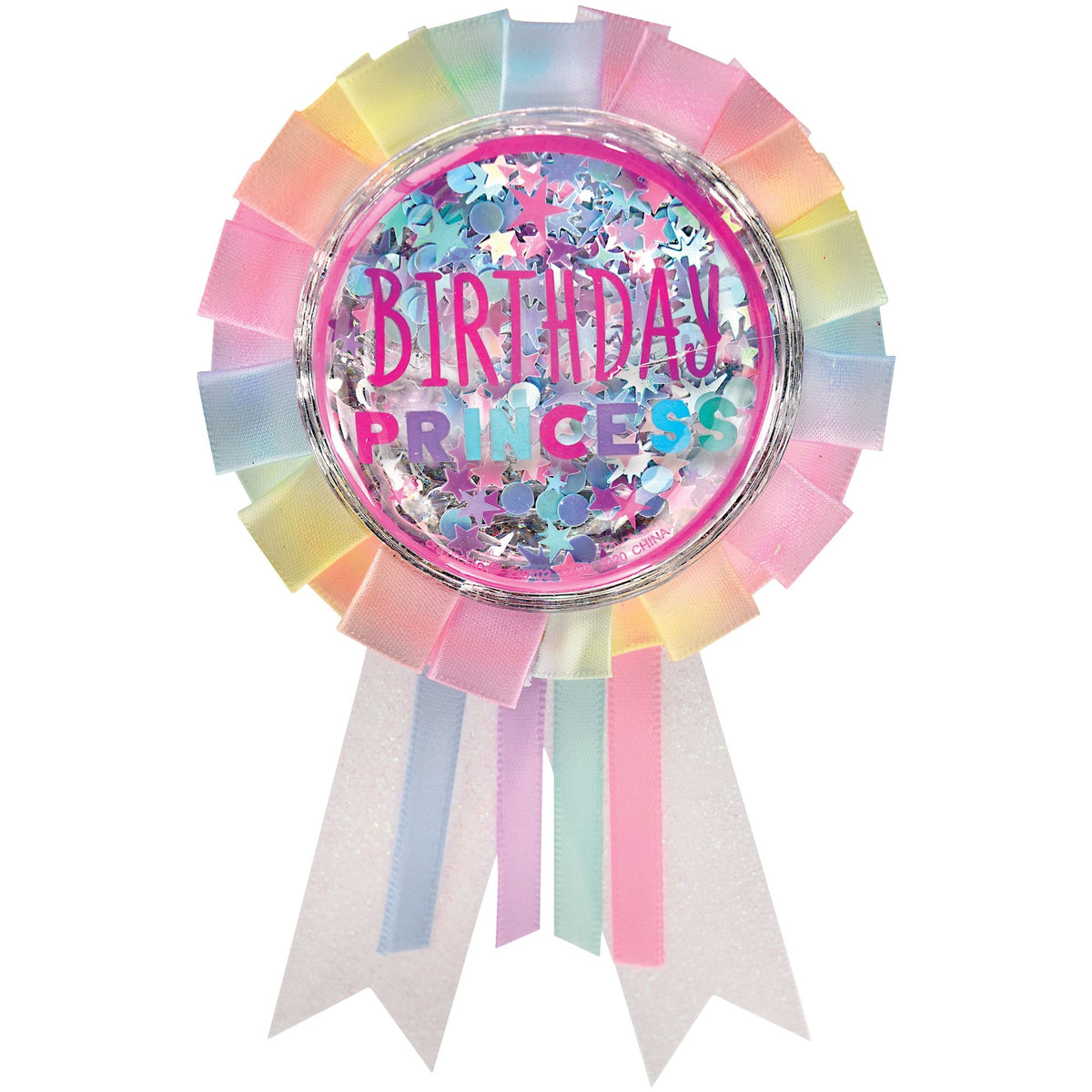 Birthday Princess Confetti-Filled Ribbon Wearable, One Size - Pack of 6