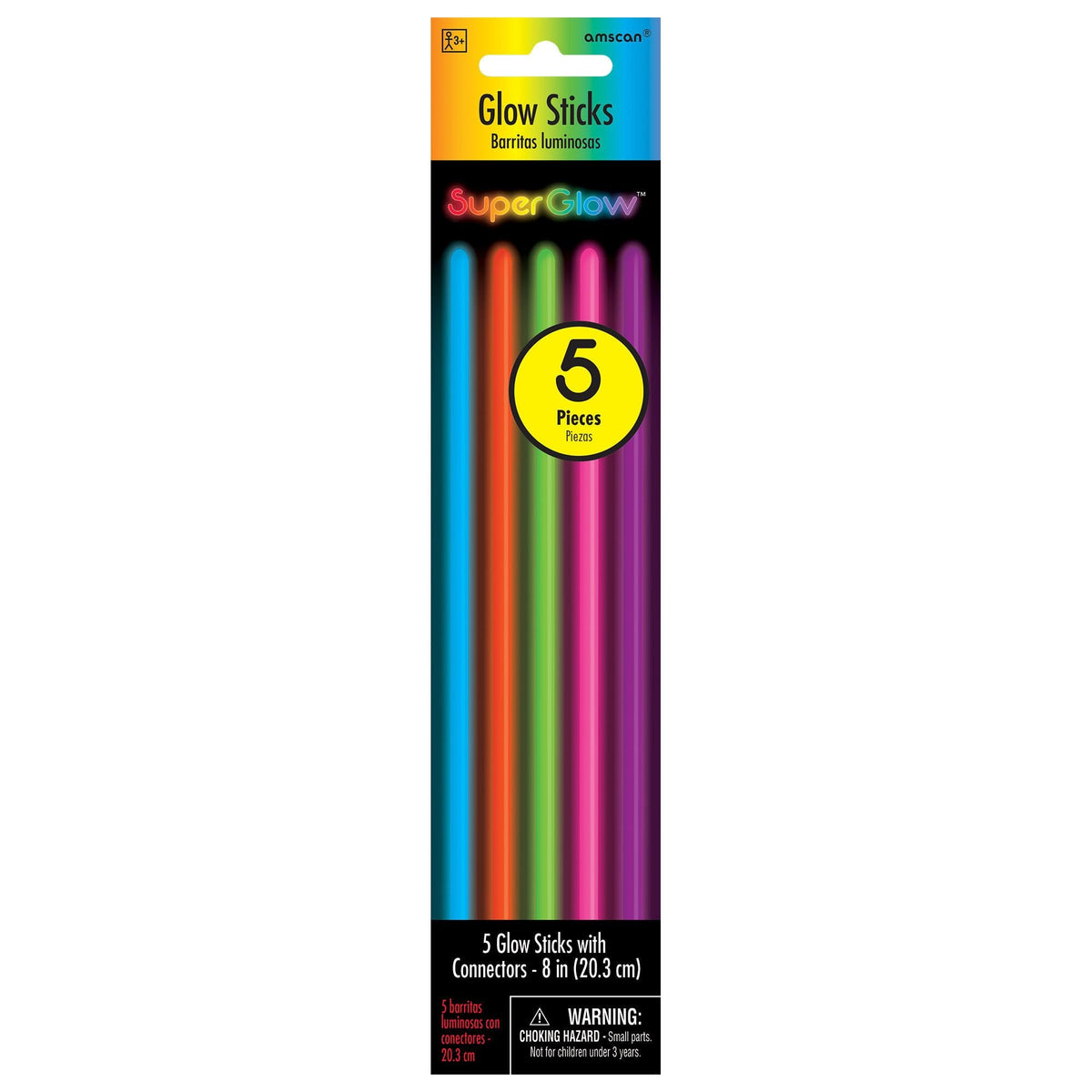 Glow-in-the-Dark Neon Light Sticks, Multi-Colored, 5-ct - Pack of 4