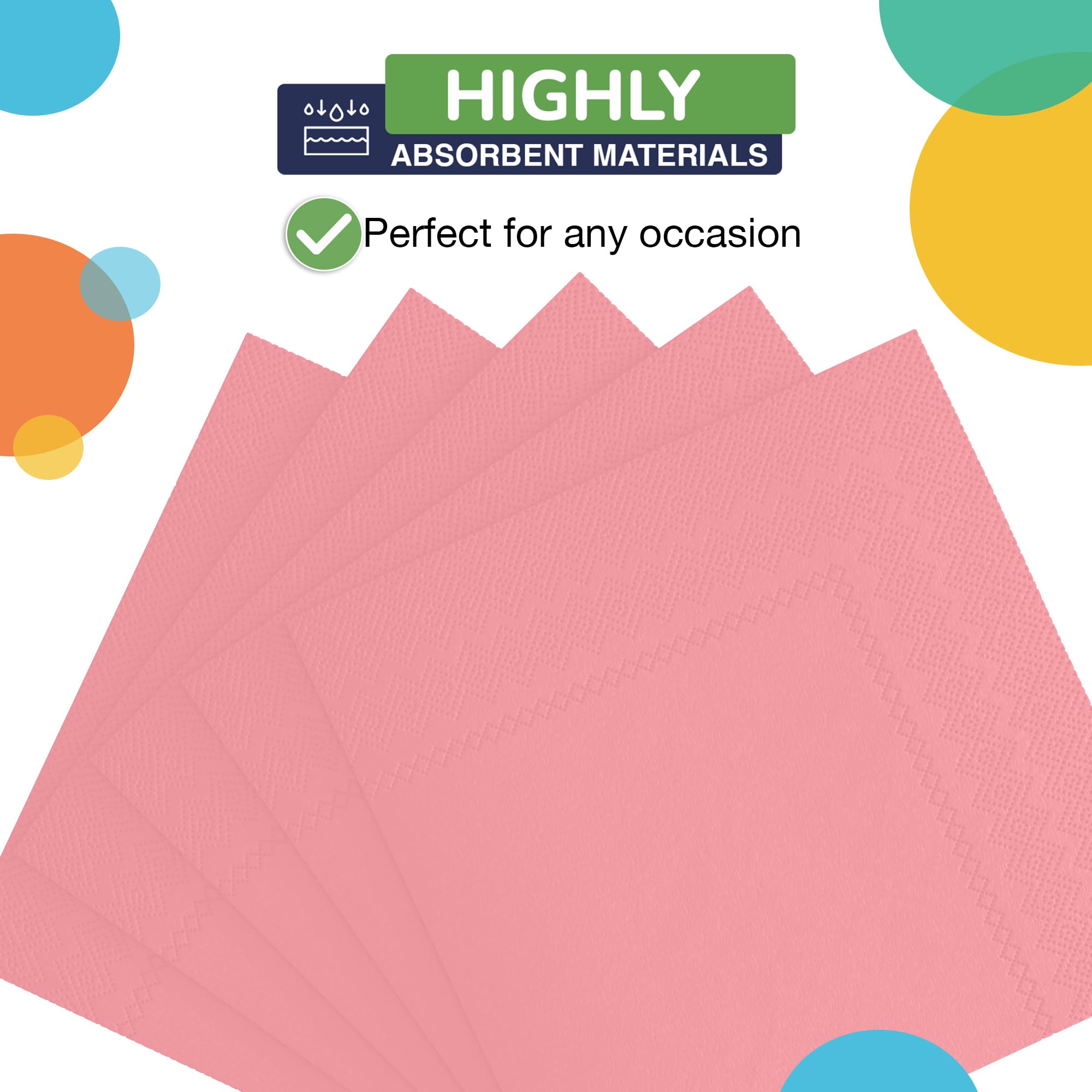 Pink Beverage Napkins | 3600 Pack