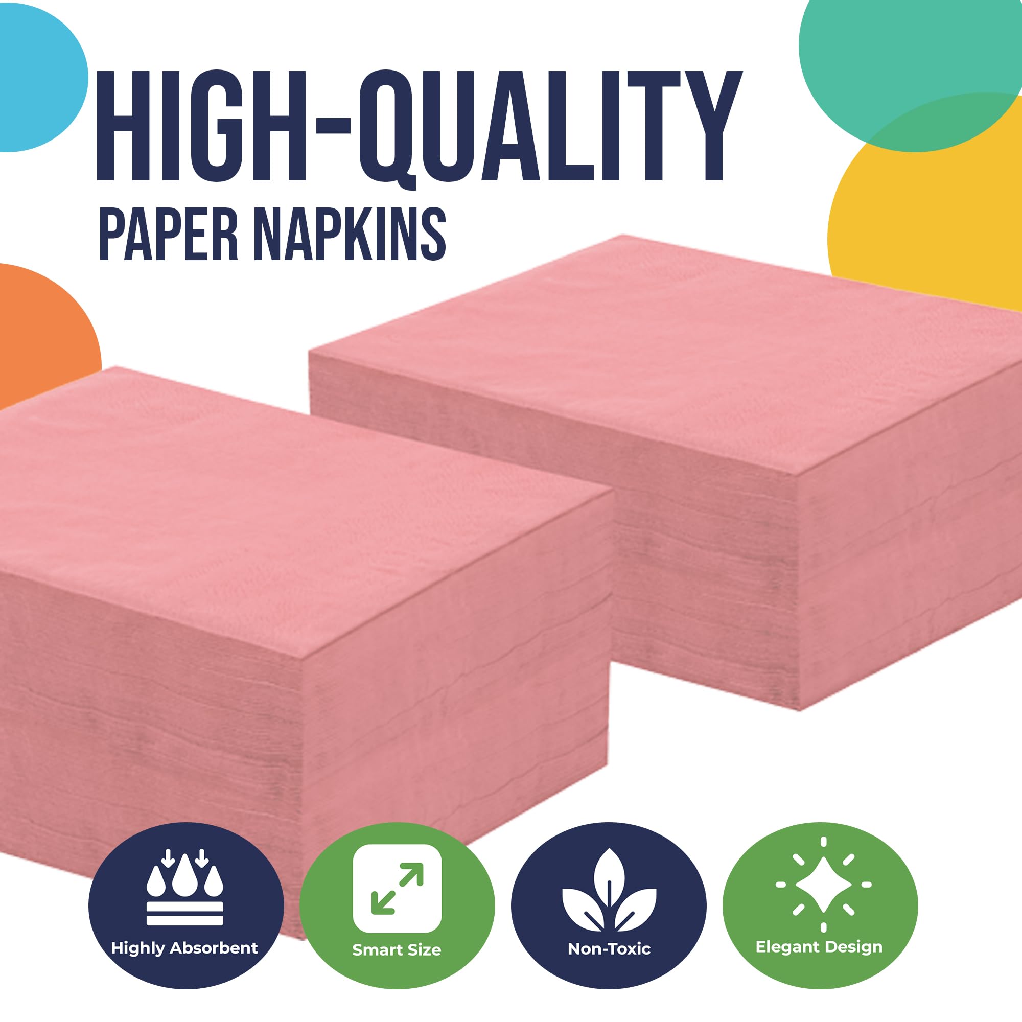 Pink Beverage Napkins | 3600 Pack