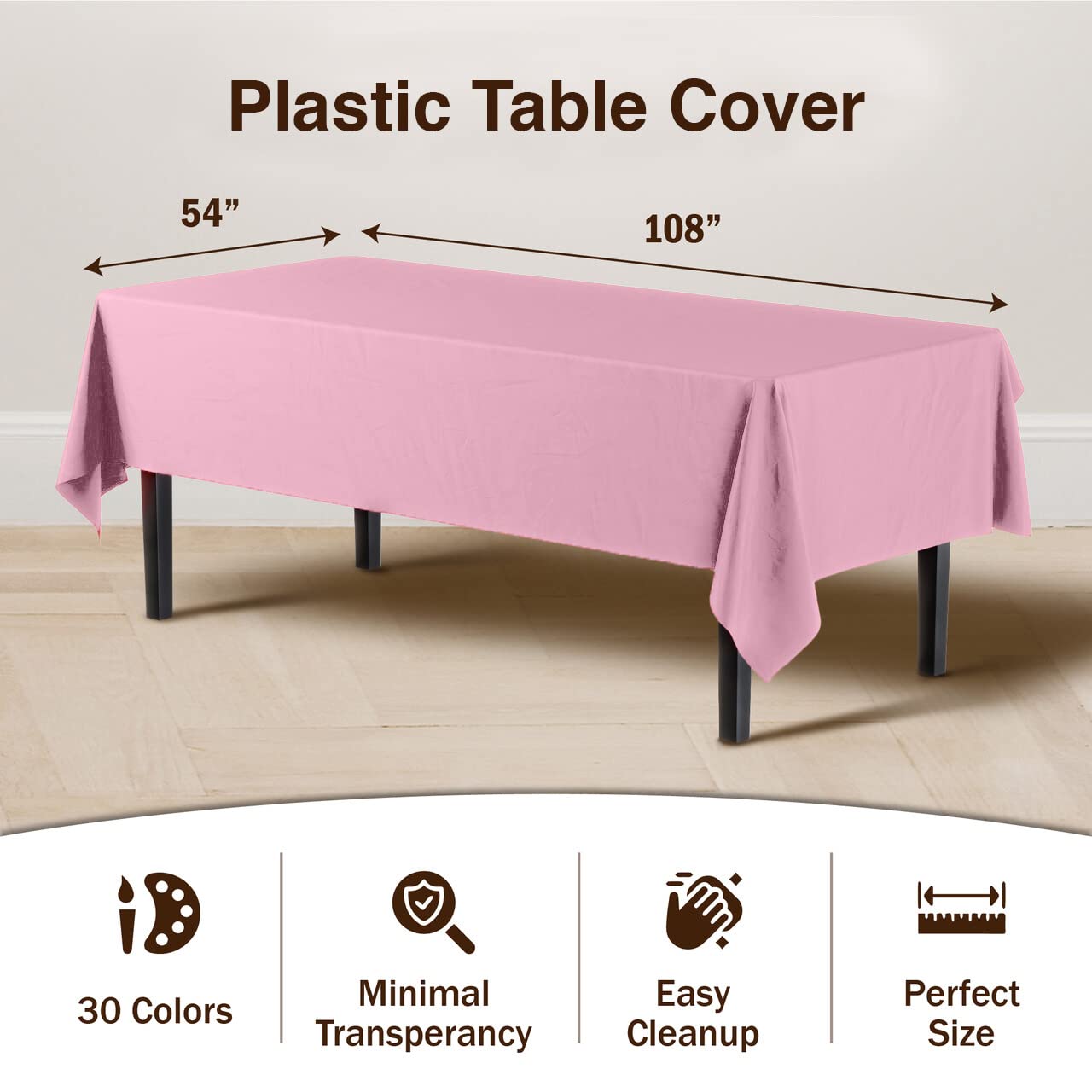 Pink Plastic Table Covers | 48 Count