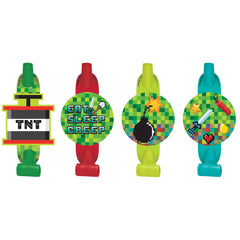 Pixel Party Blowout Noisemakers, Green, 5-inch, 8-pk - Pack of 2