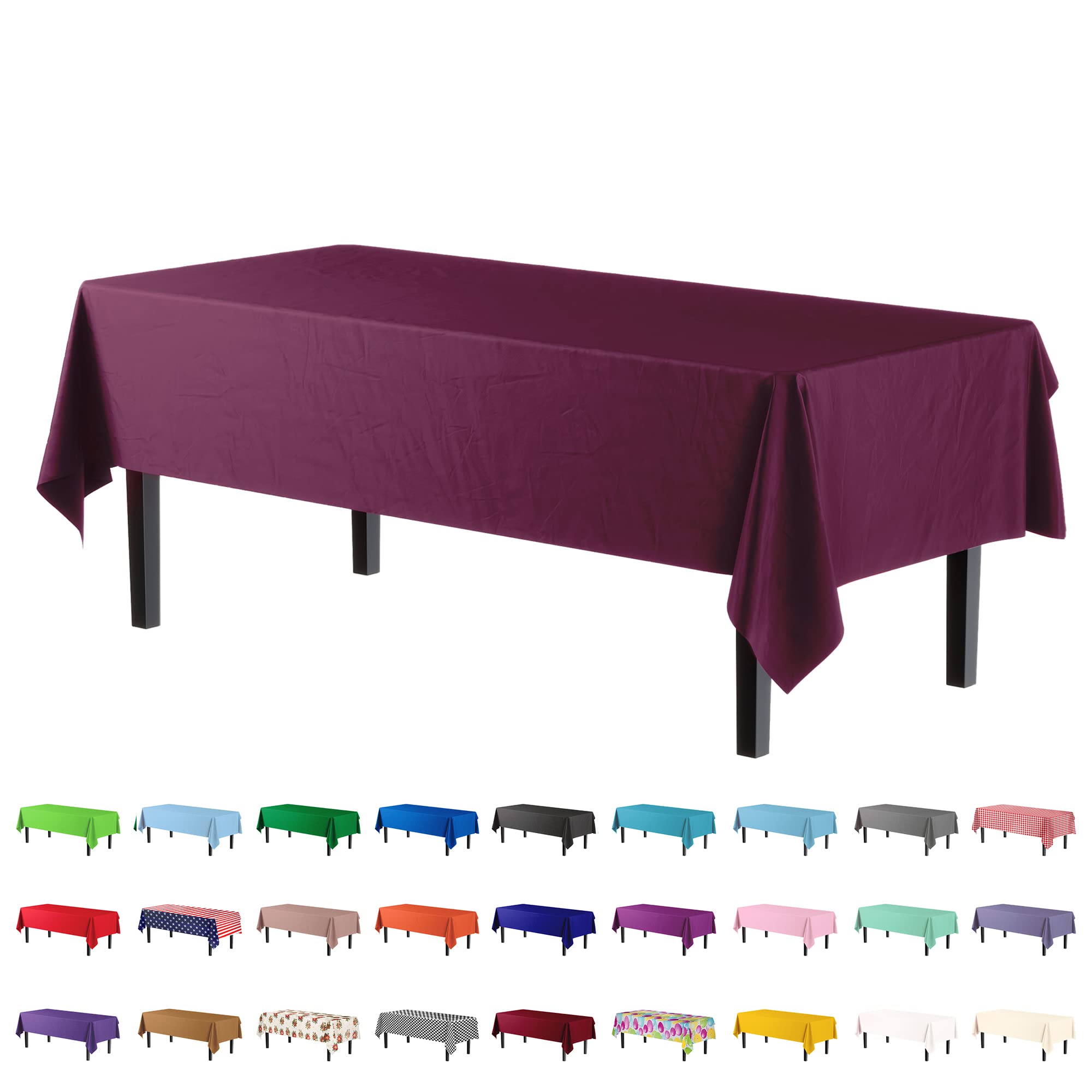 Plum Plastic Table Covers | 48 Count