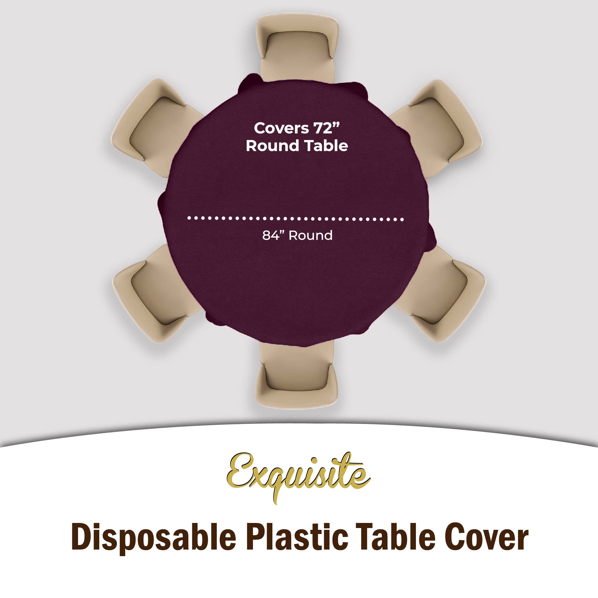 Plum Round Plastic Table Covers | 48 Count