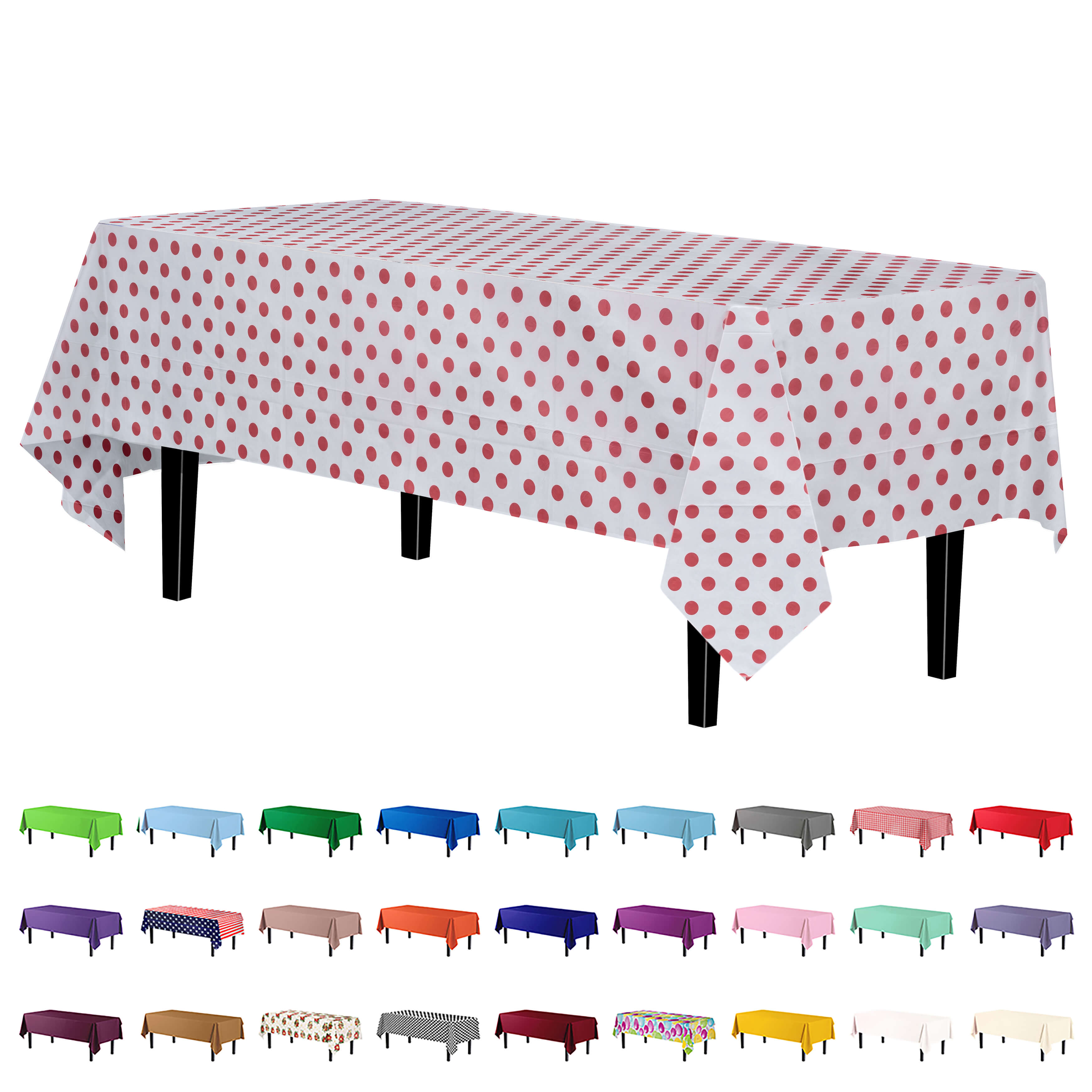 Red Polka Dot Table Cover | 6 Pack