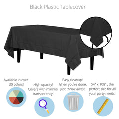 Premium Black Plastic Table Covers | 12 Count