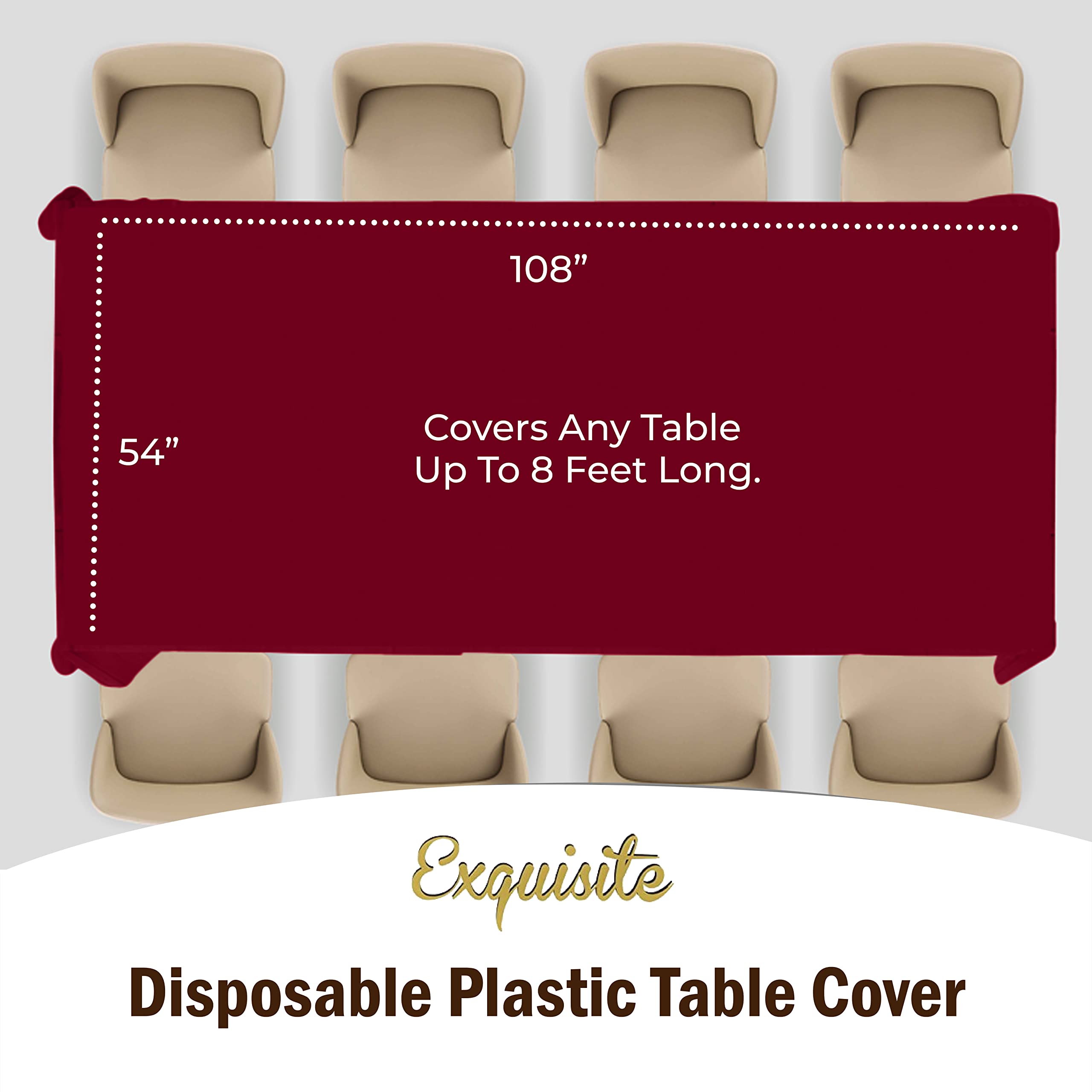 Premium Burgundy Plastic Table Covers | 96 Count