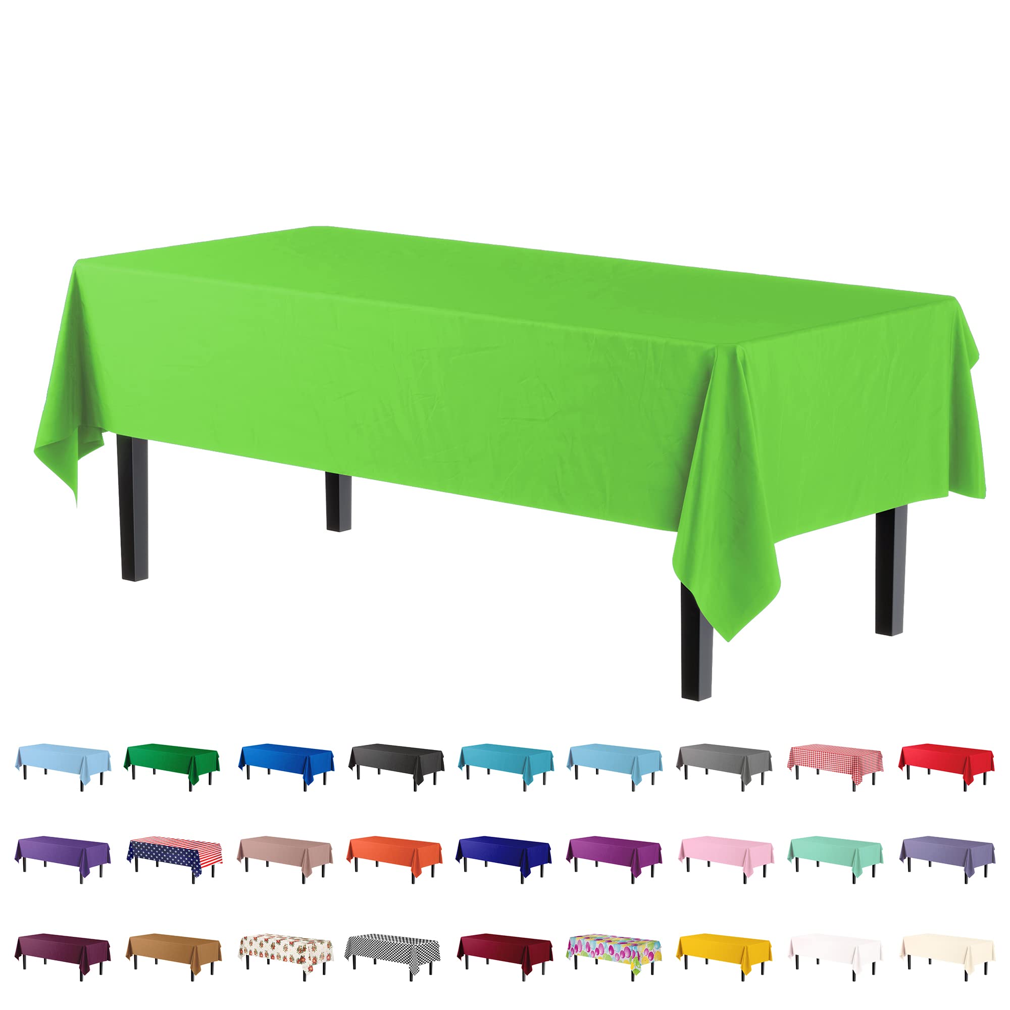 Premium Lime Green Plastic Table Covers | 96 Count