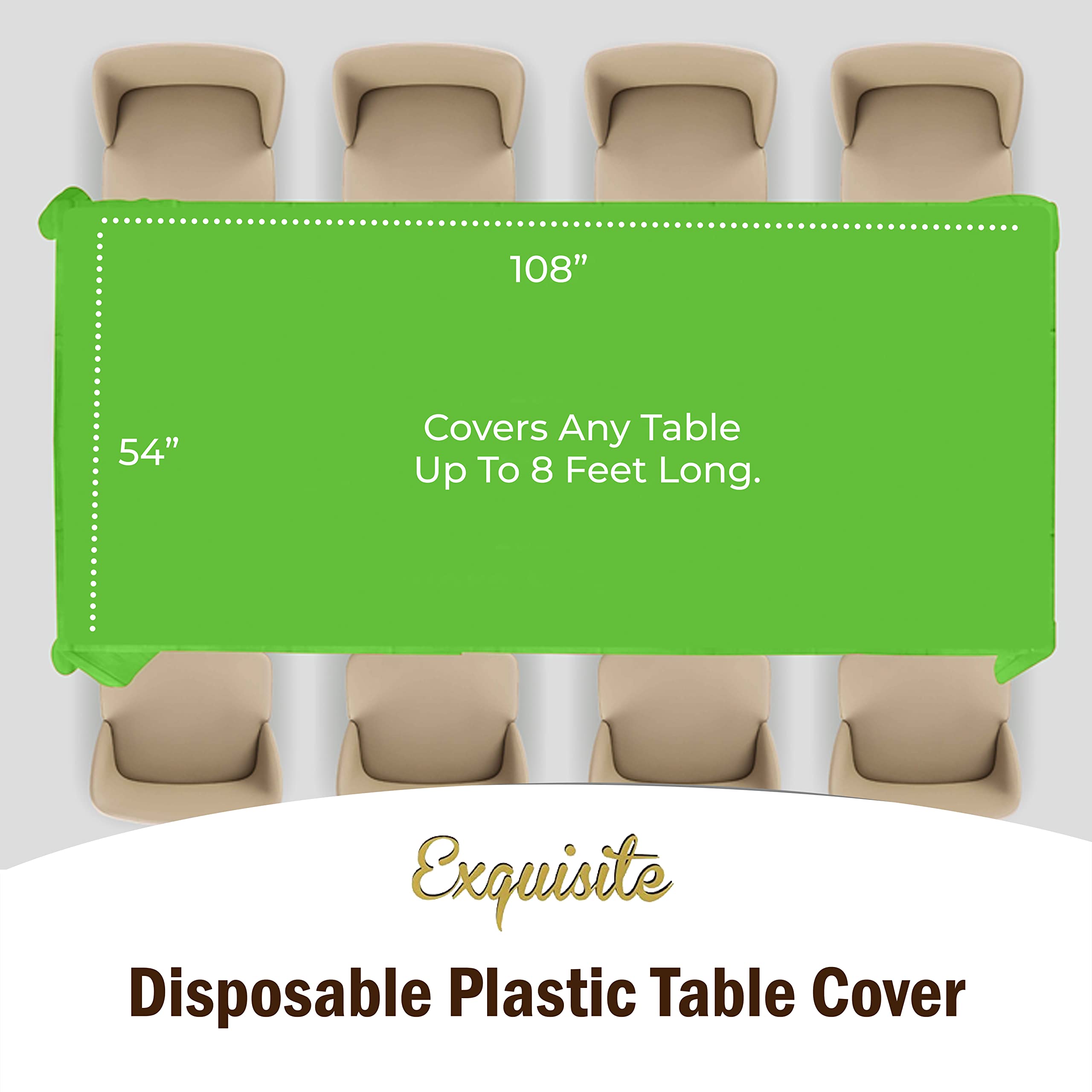 Lime Green Plastic Table Covers | 48 Count