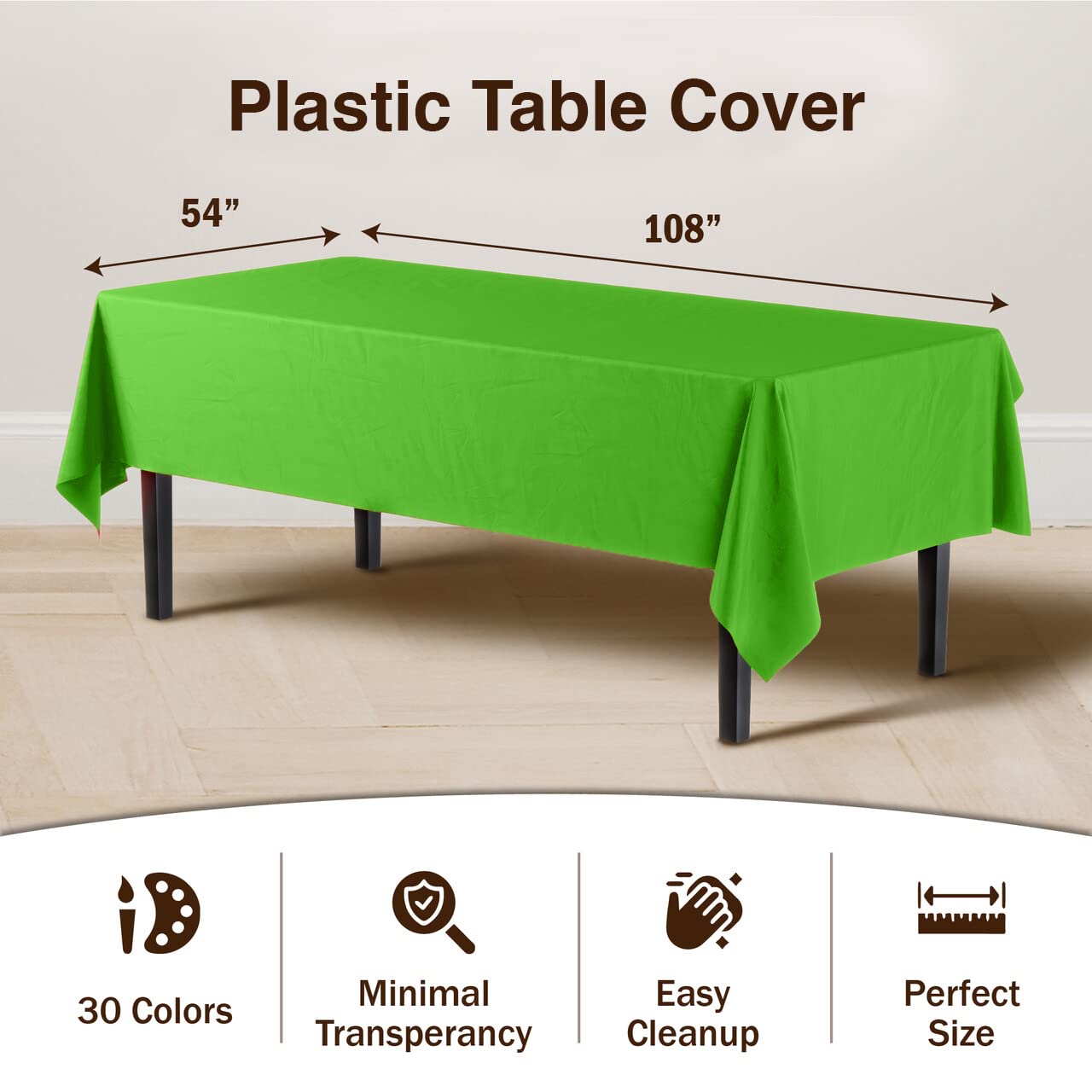 Lime Green Plastic Table Covers | 48 Count