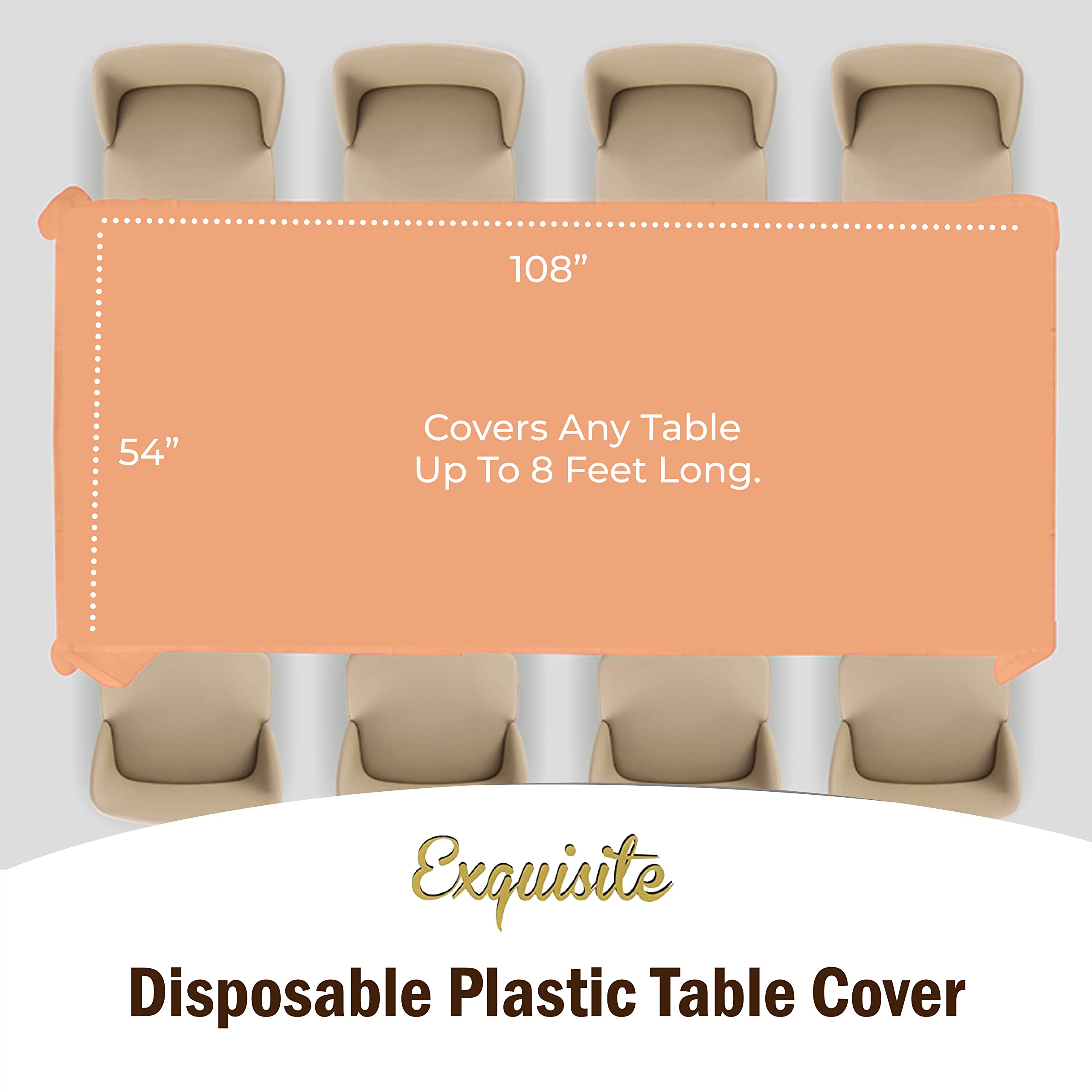 Peach Plastic Table Covers | 48 Count