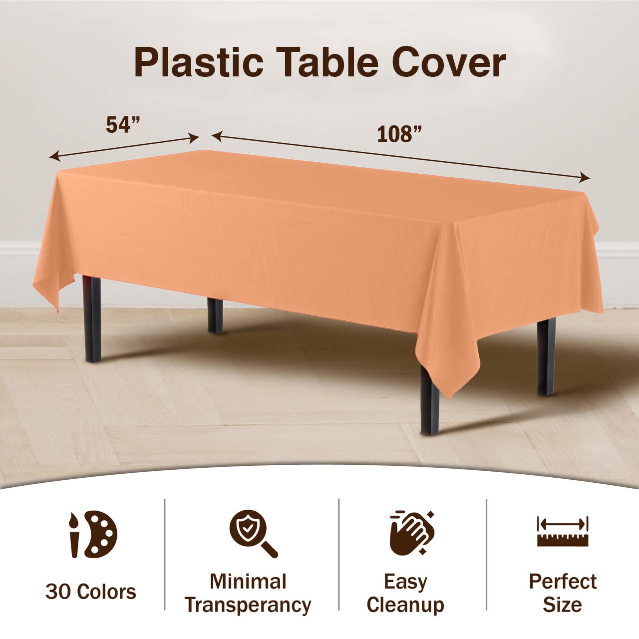 Premium Peach Table Cover | 12 Pack